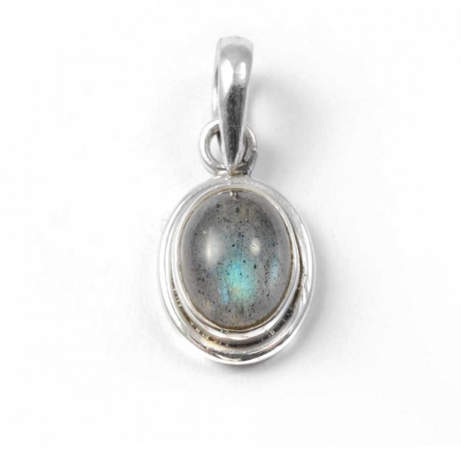 Petit pendentif argent pierre ovale - BIJOUX ARGENT - Boutique Nirvana