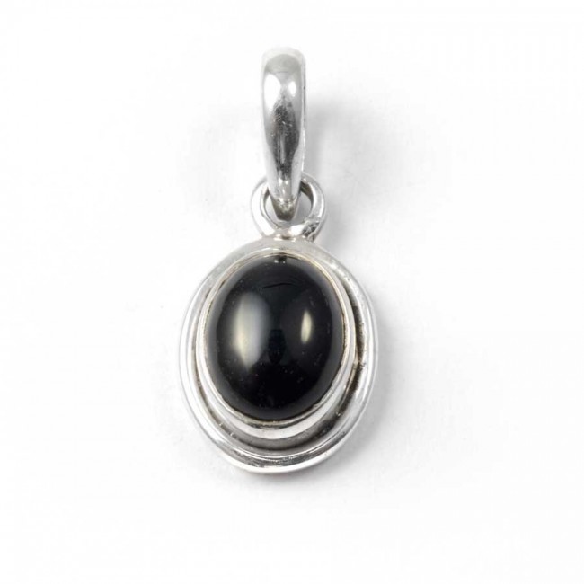 Petit pendentif argent pierre ovale - BIJOUX ARGENT - Boutique Nirvana