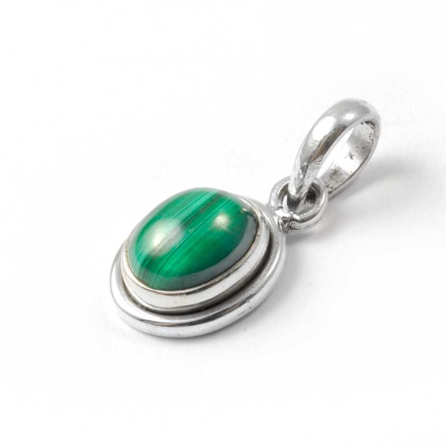 Petit pendentif argent pierre ovale - BIJOUX ARGENT - Boutique Nirvana