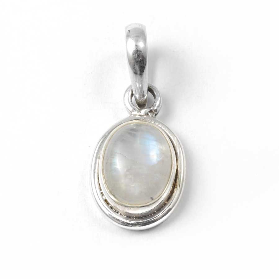 Petit pendentif argent pierre ovale - BIJOUX ARGENT - Boutique Nirvana