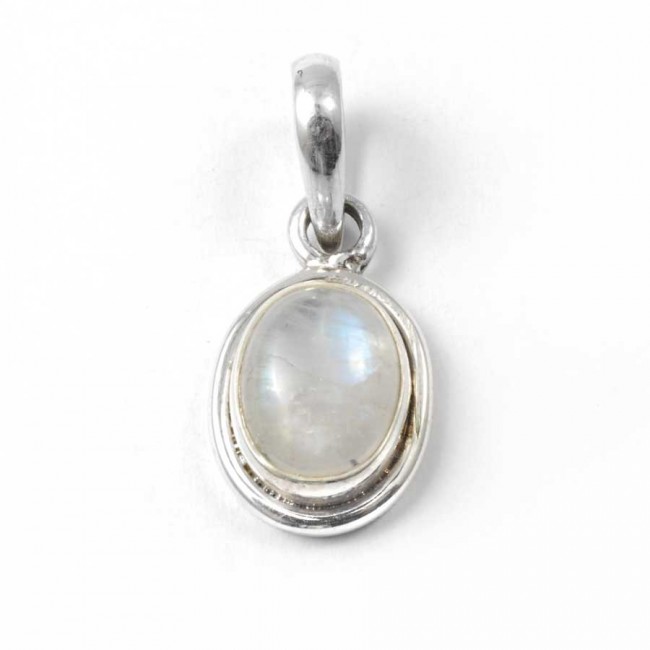 Petit pendentif argent pierre ovale - BIJOUX ARGENT - Boutique Nirvana