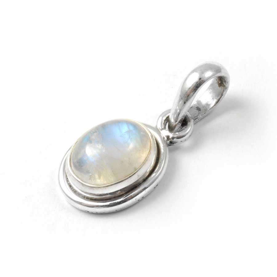 Petit pendentif argent pierre ovale - BIJOUX ARGENT - Boutique Nirvana