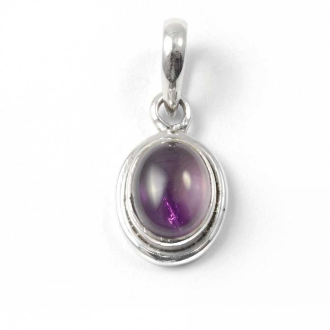 Petit pendentif argent pierre ovale - BIJOUX ARGENT - Boutique Nirvana