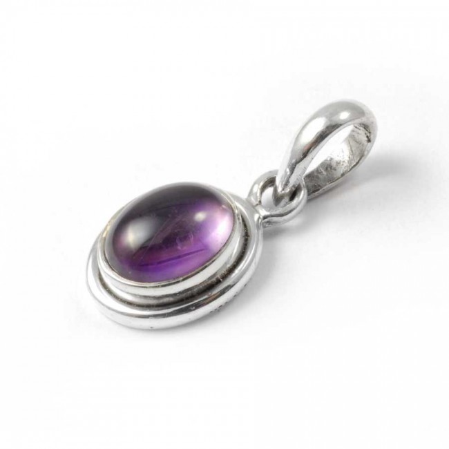 Petit pendentif argent pierre ovale - BIJOUX ARGENT - Boutique Nirvana