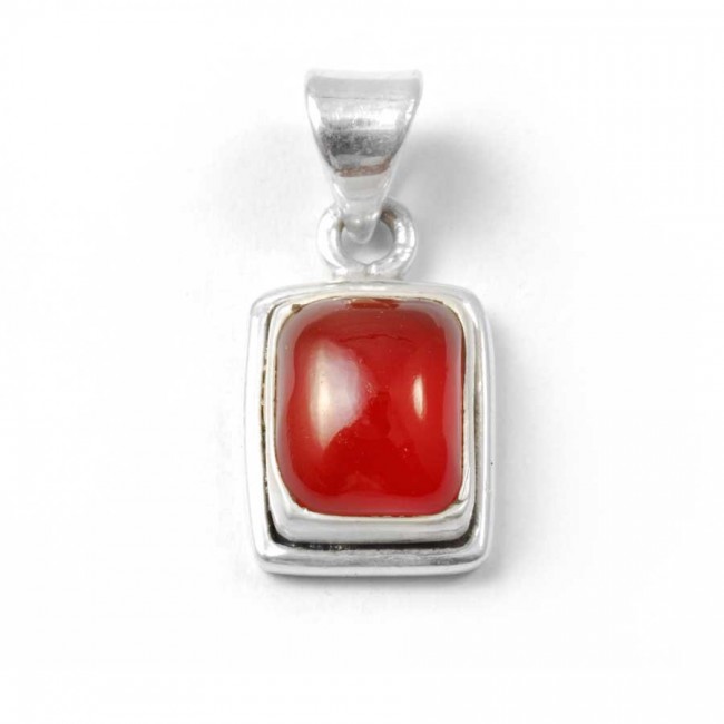 Small Silver Pendant with Rectangular Stone - Silver Jewellery - Boutique Nirvana