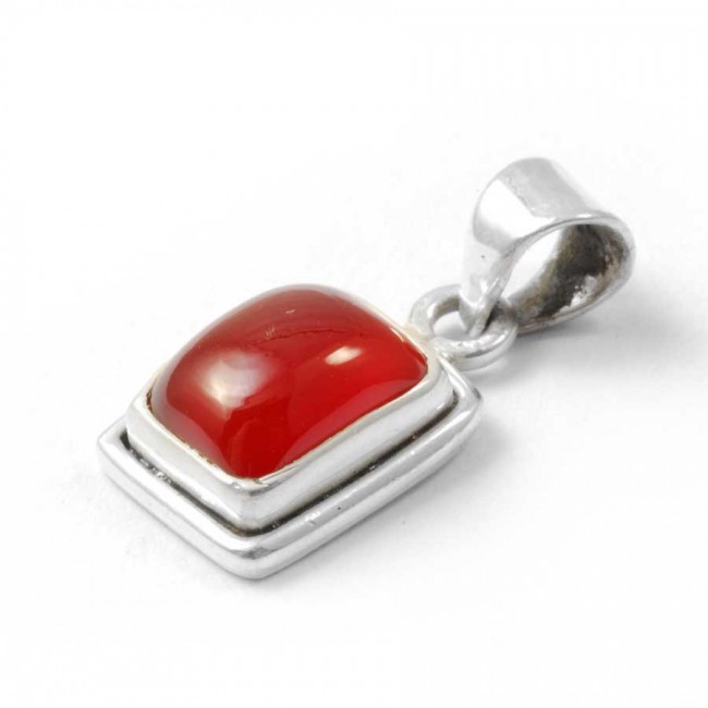 Small Silver Pendant with Rectangular Stone - Silver Jewellery - Boutique Nirvana