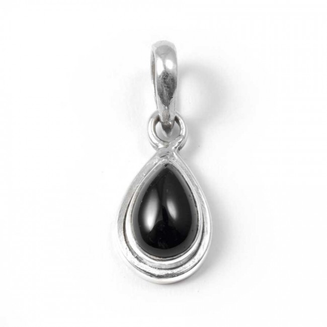 Petit pendentif argent et pierre en forme de Goutte - BIJOUX ARGENT - Boutique Nirvana