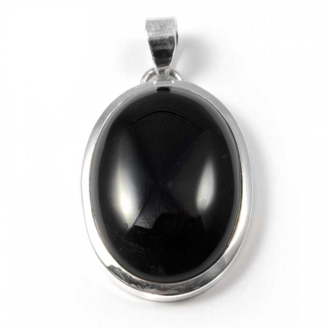 Grand pendentif épais et pierre ovale - BIJOUX ARGENT - Boutique Nirvana