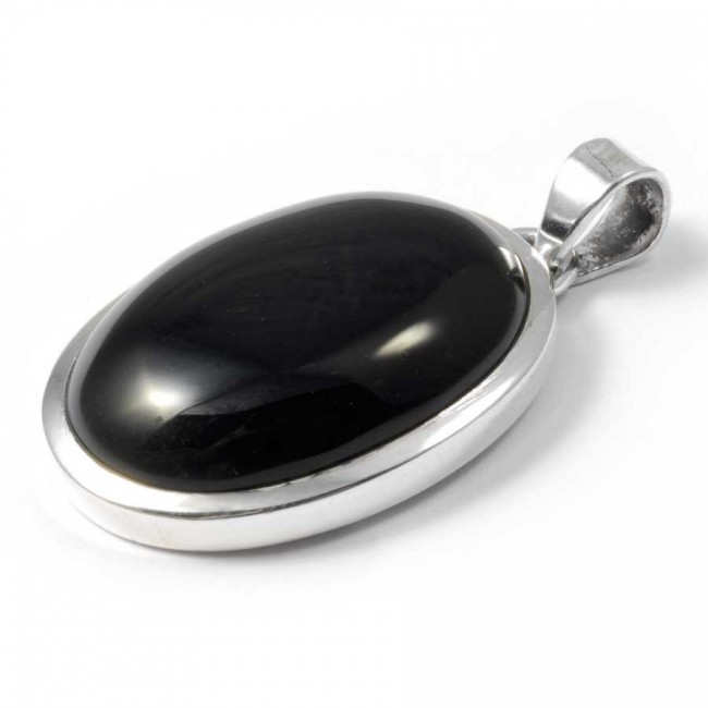 Grand pendentif épais et pierre ovale - BIJOUX ARGENT - Boutique Nirvana