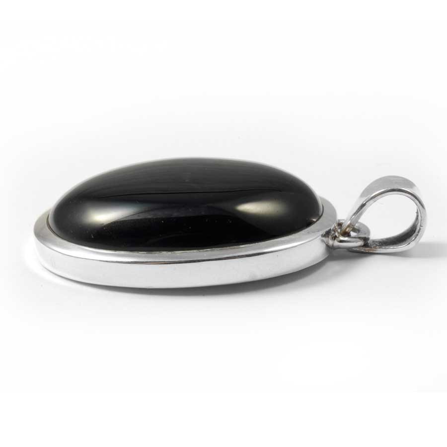 Grand pendentif épais et pierre ovale - BIJOUX ARGENT - Boutique Nirvana