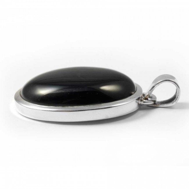 Grand pendentif épais et pierre ovale - BIJOUX ARGENT - Boutique Nirvana