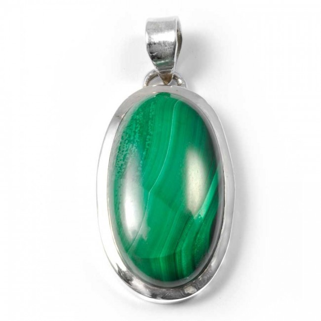 Grand pendentif épais et pierre ovale - BIJOUX ARGENT - Boutique Nirvana