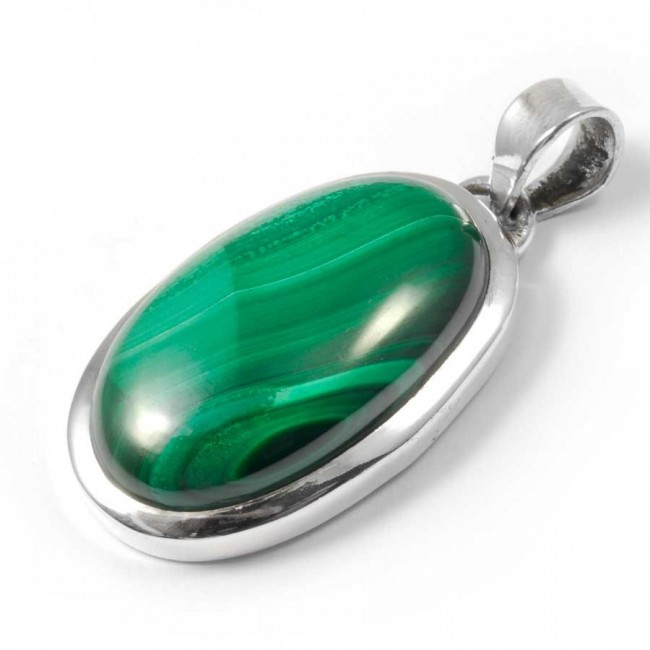 Grand pendentif épais et pierre ovale - BIJOUX ARGENT - Boutique Nirvana