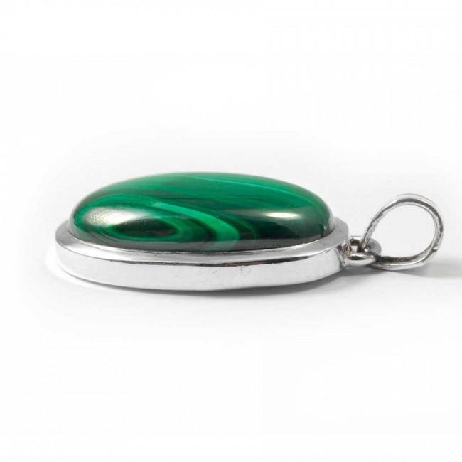 Grand pendentif épais et pierre ovale - BIJOUX ARGENT - Boutique Nirvana