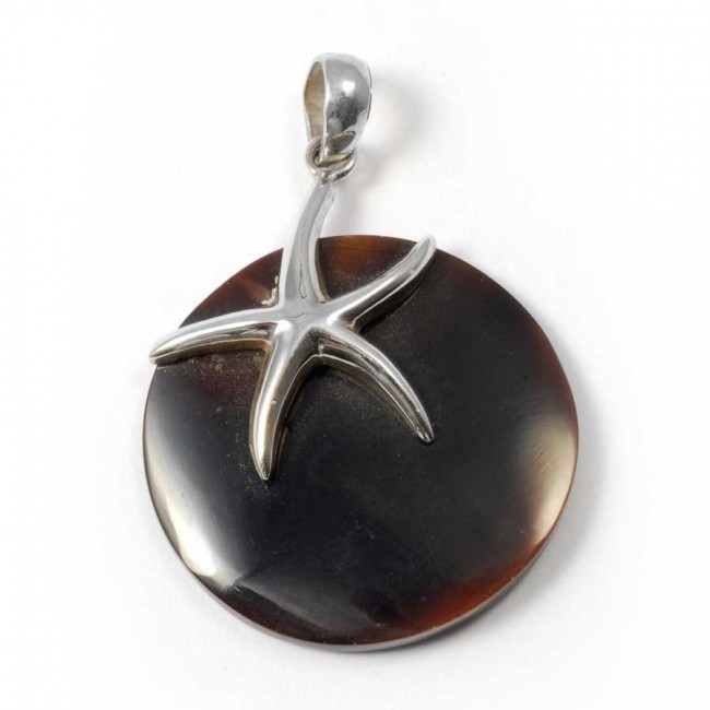 Pendentif rond avec une étoile de mer en Argent - BIJOUX ARGENT - Boutique Nirvana