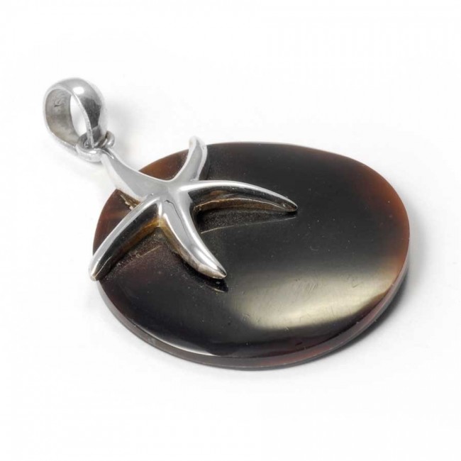 Pendentif rond avec une étoile de mer en Argent - BIJOUX ARGENT - Boutique Nirvana