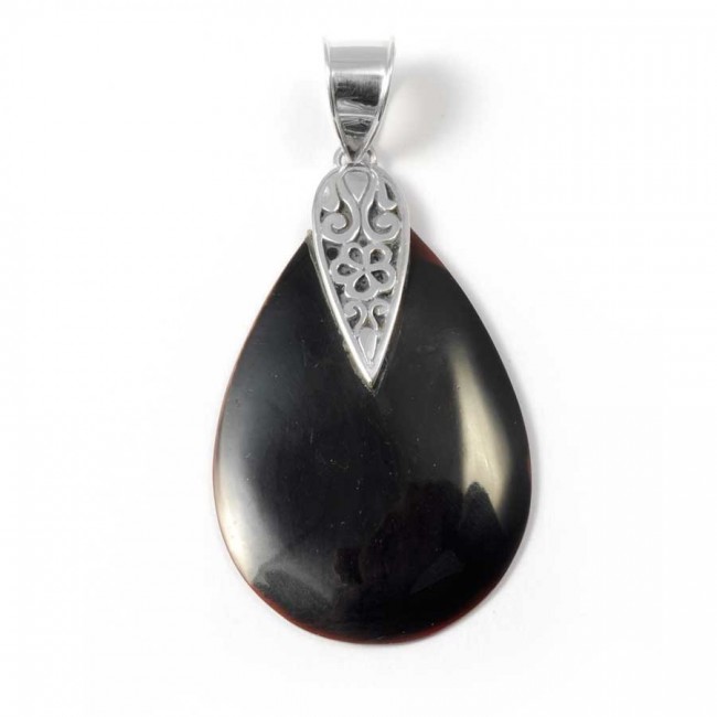 Natural Stone Teardrop Pendant - Silver Jewellery - Boutique Nirvana