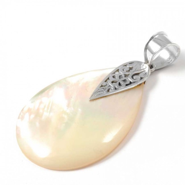 Natural Stone Teardrop Pendant - Silver Jewellery - Boutique Nirvana