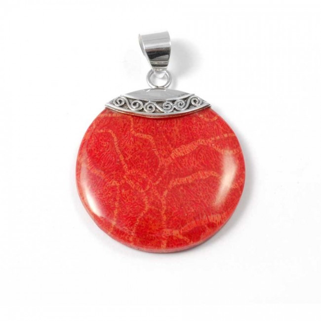 Elegant Round Natural Stone Pendant - Silver Jewellery - Boutique Nirvana