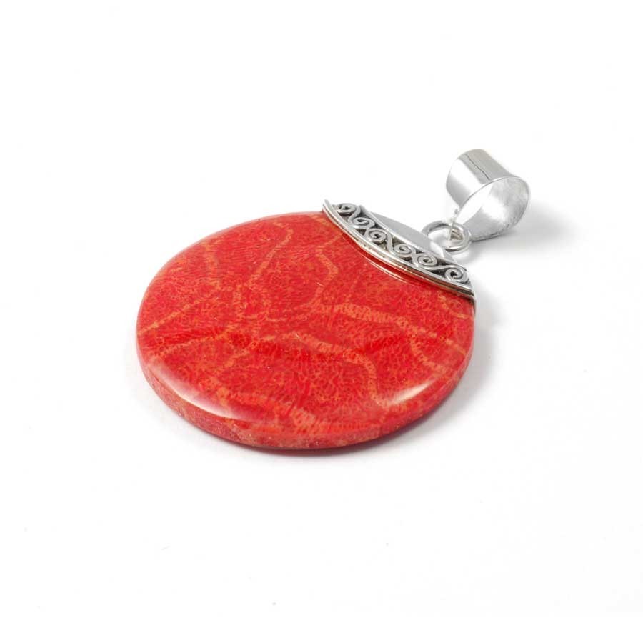 Elegant Round Natural Stone Pendant - Silver Jewellery - Boutique Nirvana