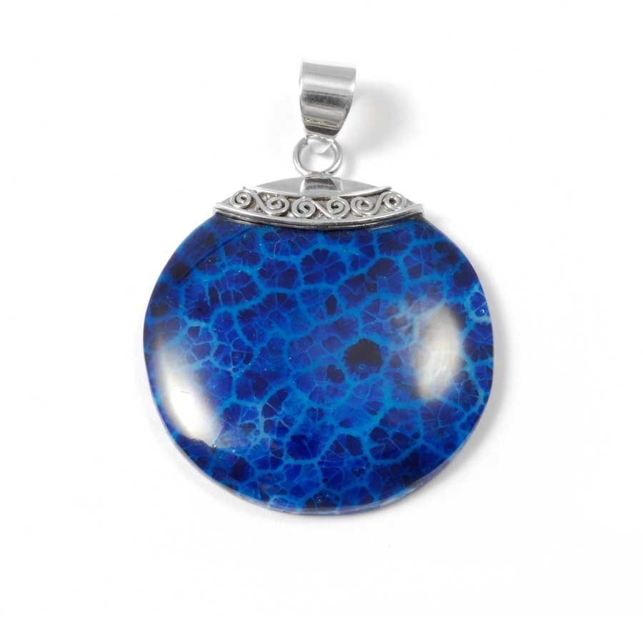 Elegant Round Natural Stone Pendant - Silver Jewellery - Boutique Nirvana