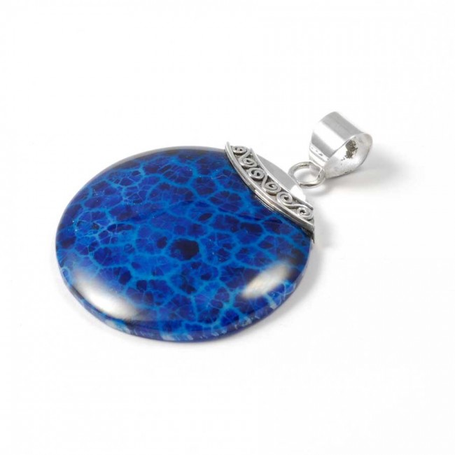 Elegant Round Natural Stone Pendant - Silver Jewellery - Boutique Nirvana
