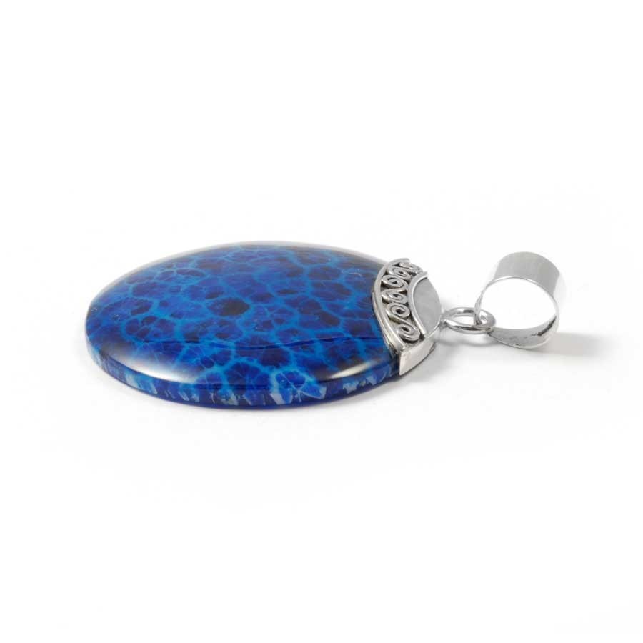 Elegant Round Natural Stone Pendant - Silver Jewellery - Boutique Nirvana