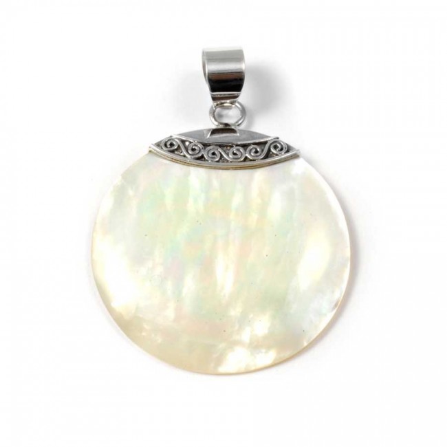 Elegant Round Natural Stone Pendant - Silver Jewellery - Boutique Nirvana