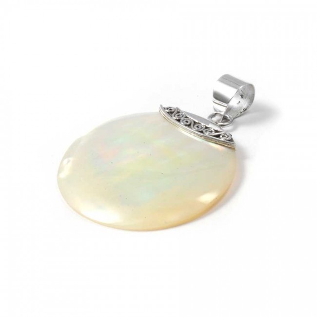 Elegant Round Natural Stone Pendant - Silver Jewellery - Boutique Nirvana