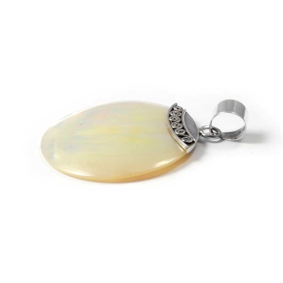 Elegant Round Natural Stone Pendant - Silver Jewellery - Boutique Nirvana
