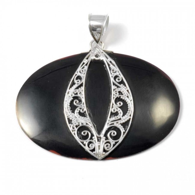 Oval Sterling Silver Gemstone Pendant - Silver Jewellery - Boutique Nirvana