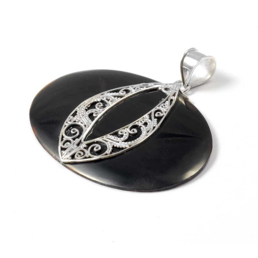 Oval Sterling Silver Gemstone Pendant - Silver Jewellery - Boutique Nirvana