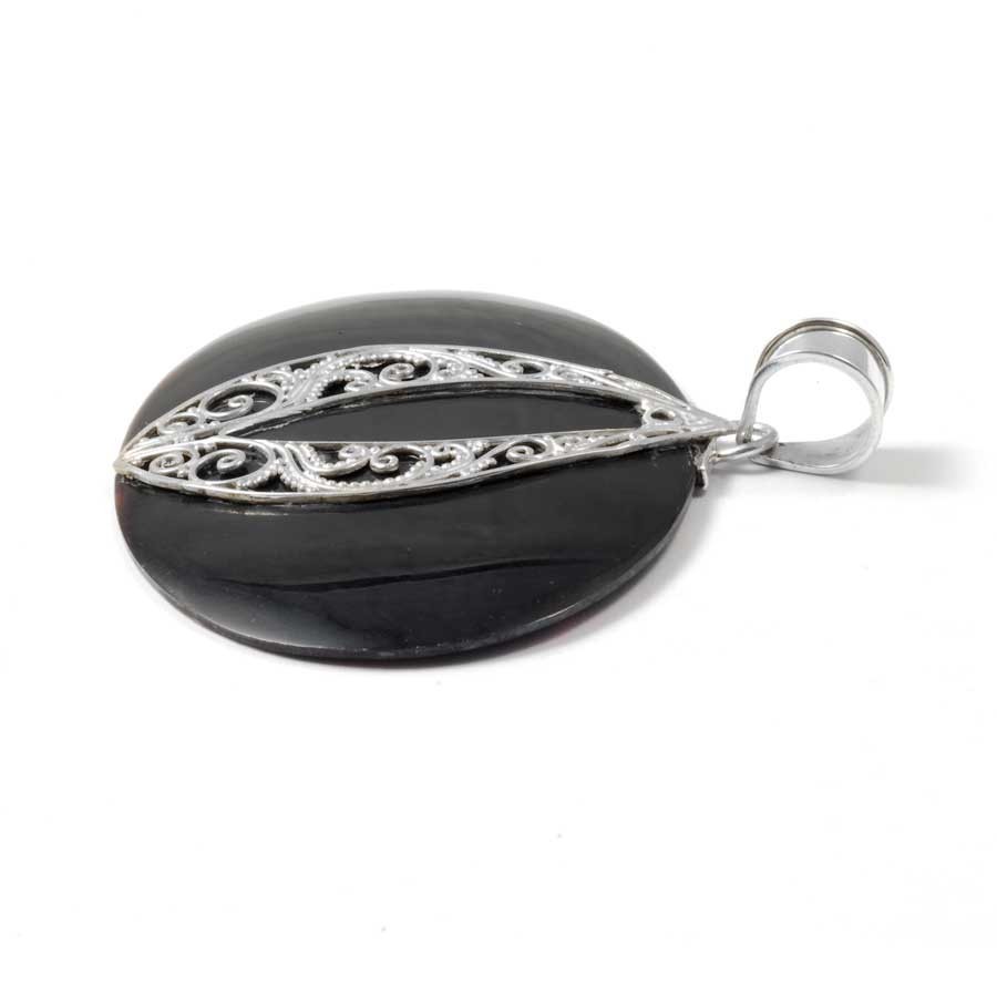 Oval Sterling Silver Gemstone Pendant - Silver Jewellery - Boutique Nirvana