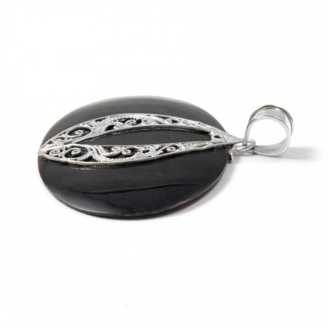 Oval Sterling Silver Gemstone Pendant - Silver Jewellery - Boutique Nirvana