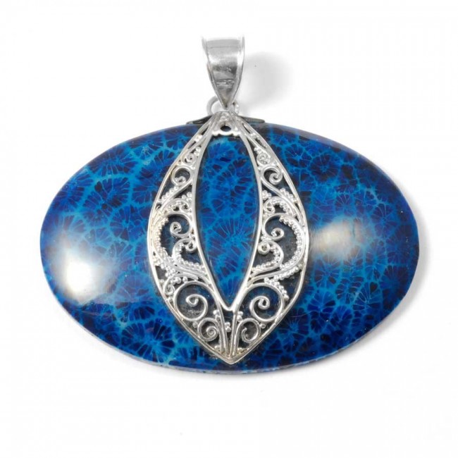 Oval Sterling Silver Gemstone Pendant - Silver Jewellery - Boutique Nirvana
