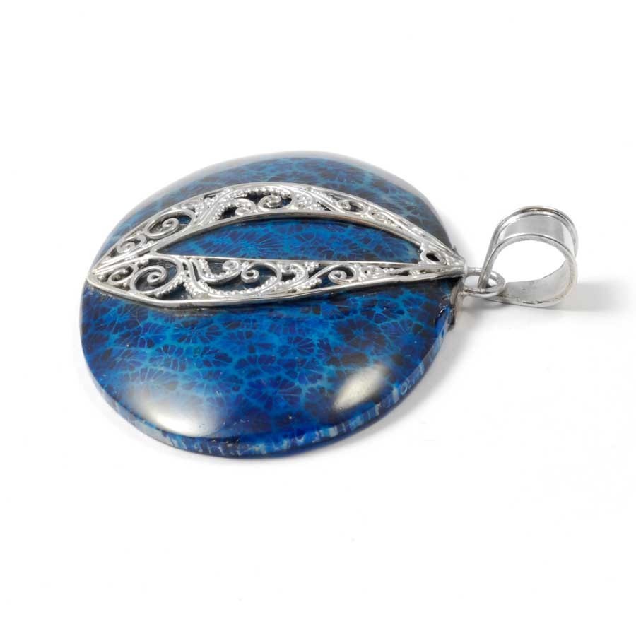Oval Sterling Silver Gemstone Pendant - Silver Jewellery - Boutique Nirvana