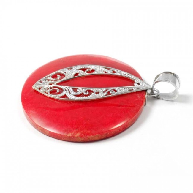 Pendentif ovale filigrane et pierre Argent - BIJOUX ARGENT - Boutique Nirvana