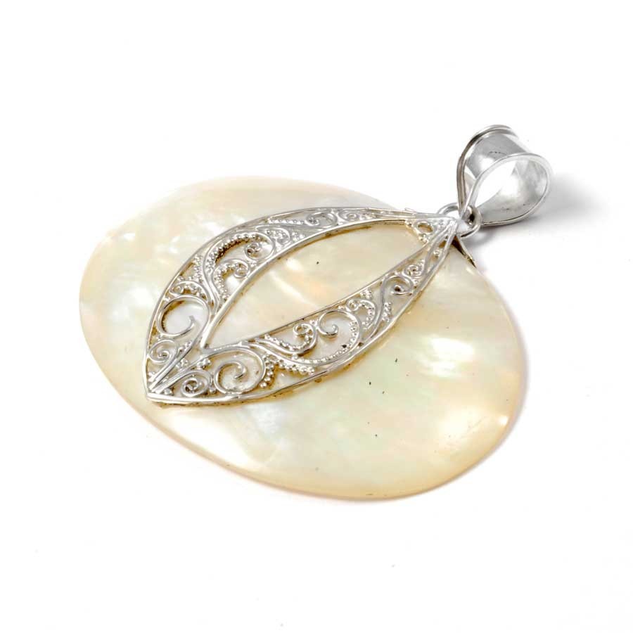Pendentif ovale filigrane et pierre Argent - BIJOUX ARGENT - Boutique Nirvana