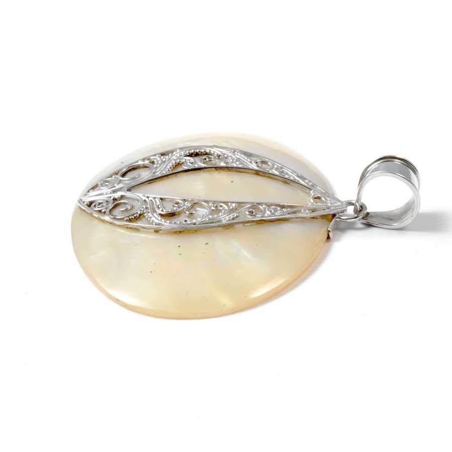 Pendentif ovale filigrane et pierre Argent - BIJOUX ARGENT - Boutique Nirvana