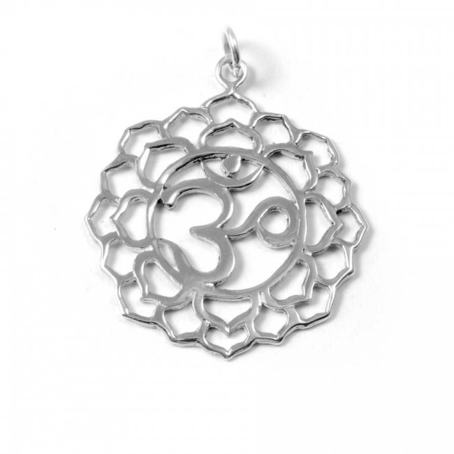 Carved Om Symbol Pendant - Silver Jewellery - Boutique Nirvana