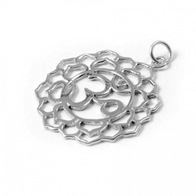 Carved Om Symbol Pendant - Silver Jewellery - Boutique Nirvana
