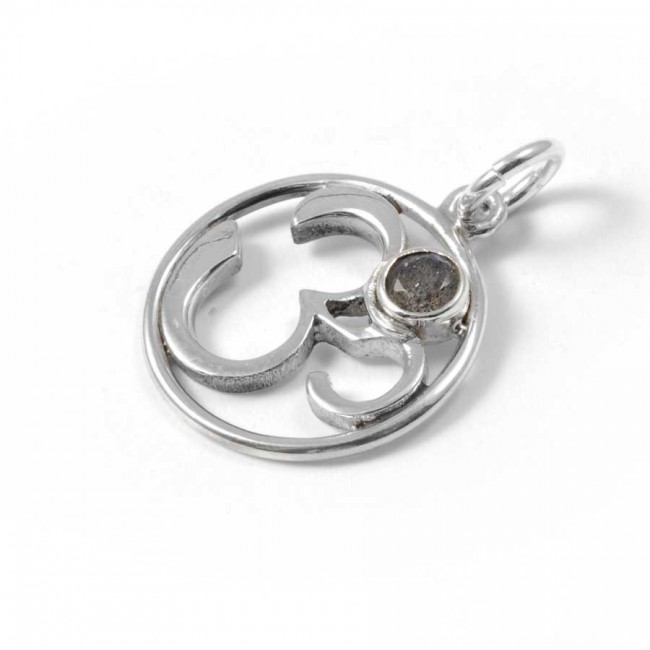 Om Pendant with Natural Stone - Silver Jewellery - Boutique Nirvana