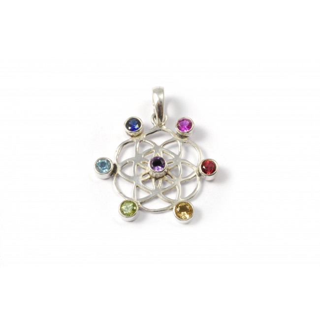 Pendentif chakras argent et pierres naturelles - BIJOUX ARGENT - Boutique Nirvana