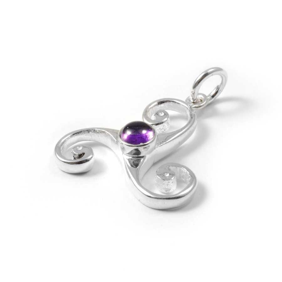 Celtic Triple Spiral Pendant with Gemstone - Silver Jewellery - Boutique Nirvana