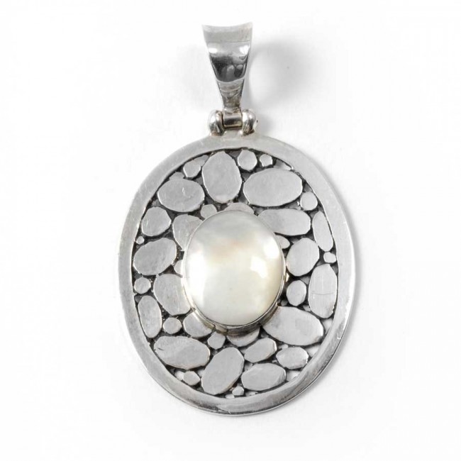 Pendentif Argent pierre contour galets - BIJOUX ARGENT - Boutique Nirvana