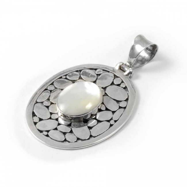 Pendentif Argent pierre contour galets - BIJOUX ARGENT - Boutique Nirvana