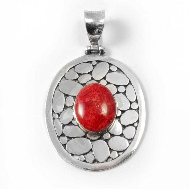 Pendentif Argent pierre contour galets - BIJOUX ARGENT - Boutique Nirvana