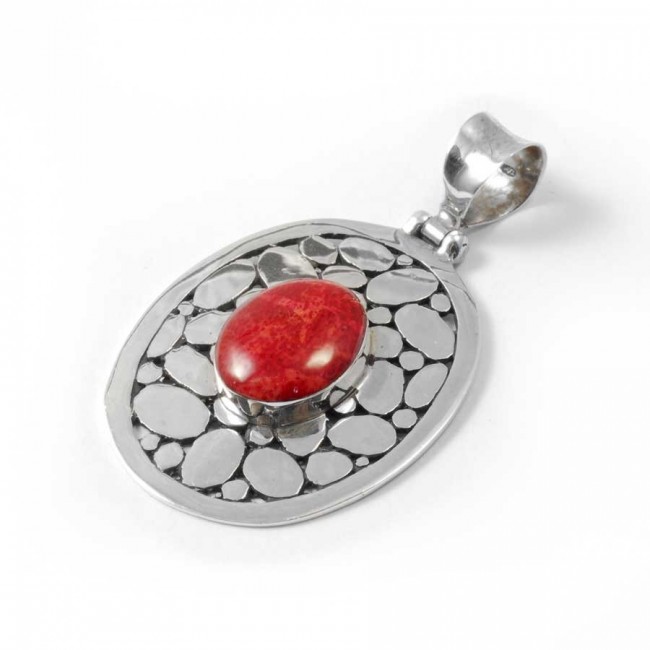 Pendentif Argent pierre contour galets - BIJOUX ARGENT - Boutique Nirvana