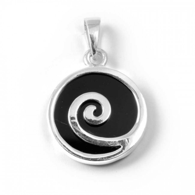 Spiral Pendant with Natural Stone - Silver Jewellery - Boutique Nirvana