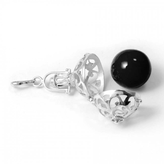 Silver Bola Cage with Coloured Ball - Silver Jewellery - Boutique Nirvana
